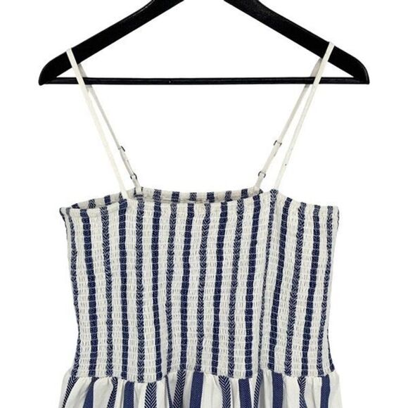 Sail to Sable STS Womens Striped Smocked Sleeveless Sundress Navy White Large NW - Picture 3 of 11